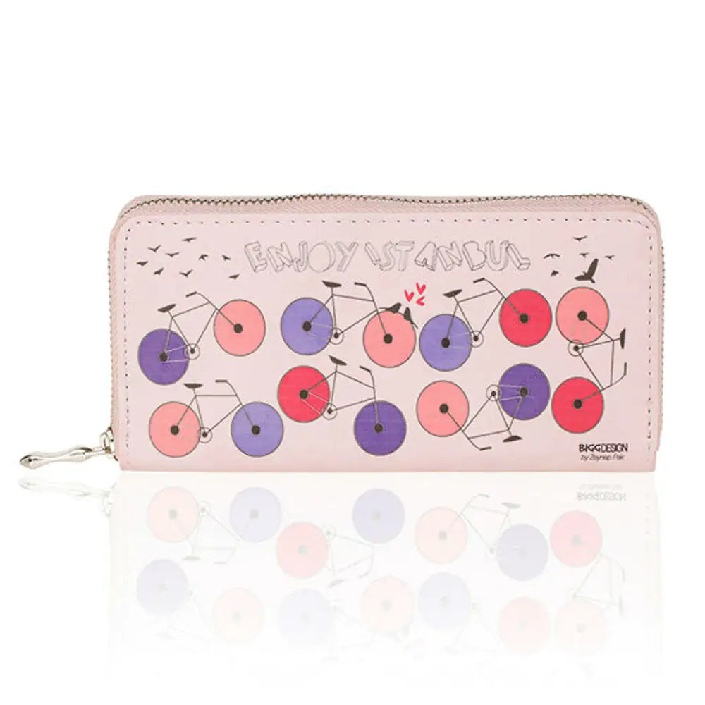 BiggDesign Bicycle Patterned Pink Wallet